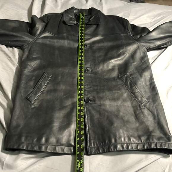 Banana Republic Mens Moto Leather Jacket Medium Black Quilted Button Up Collared - Picture 7 of 16